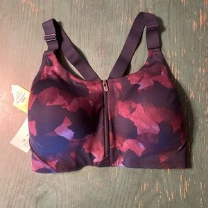 All In Motion Navy & Burgundy Patterned High Support Sports Bra 36DD